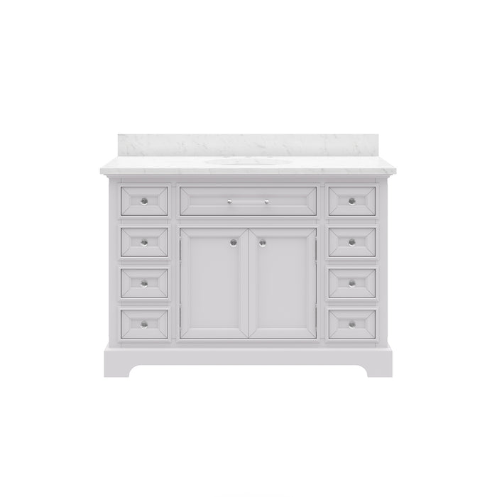 Kingston Derby DE48CW01PW - 48 in. x 22 in. Bathroom Vanity Marble Top and White Basin, White
