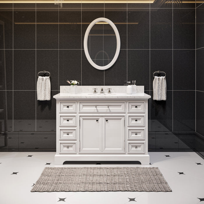 Kingston Derby DE48CW01PW - 48 in. x 22 in. Bathroom Vanity Marble Top and White Basin, White