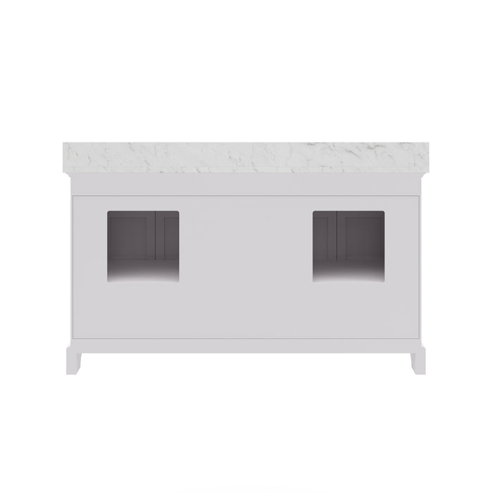Kingston Derby DE60CW01PW - 60 in. x 22 in. Bathroom Vanity Marble Top and White Basin, White