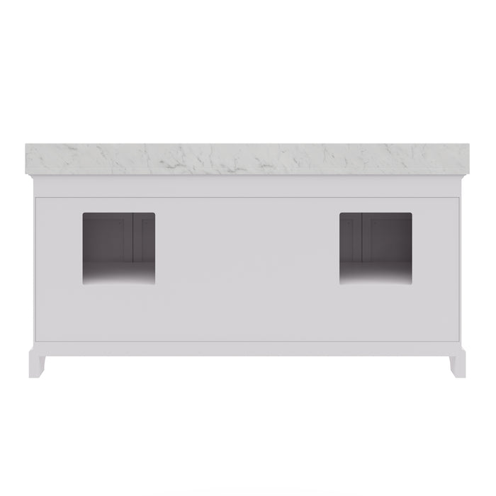 Kingston Derby DE72CW01PW - 72 in. x 22 in. Bathroom Vanity Marble Top and White Basin, White