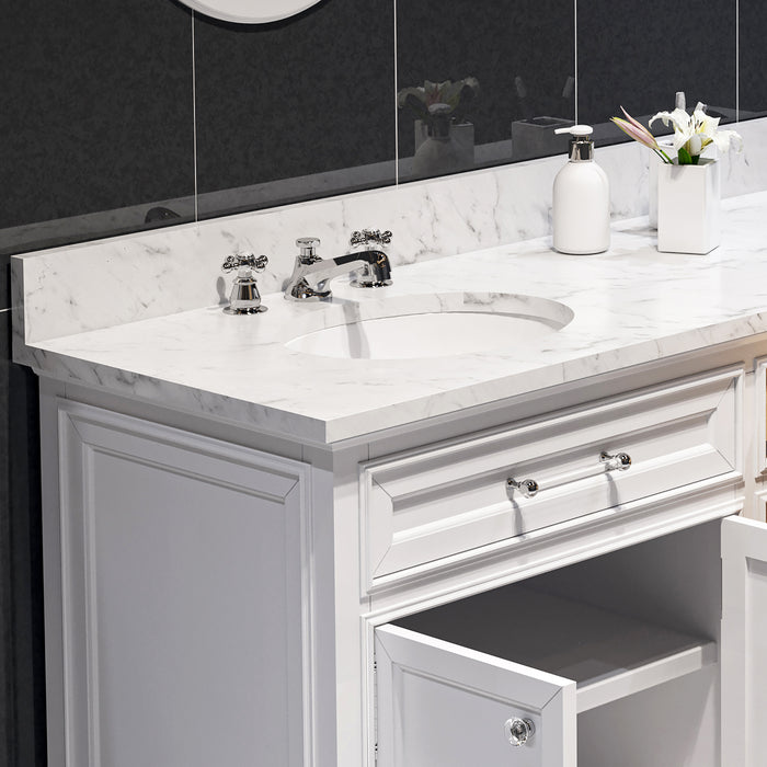 Kingston Derby DE72CW01PW - 72 in. x 22 in. Bathroom Vanity Marble Top and White Basin, White