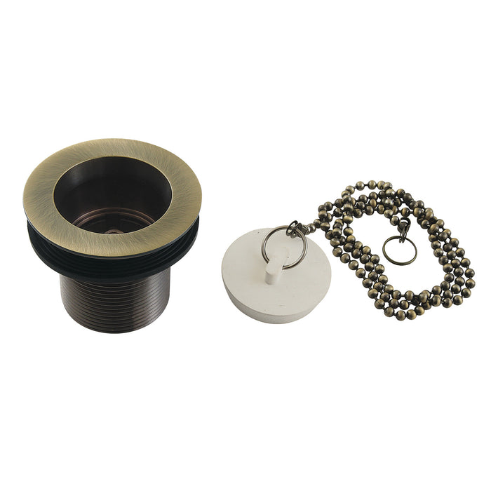 Kingston Heirloom DSP17AB - Made To Match 1-1/2-Inch Chain and Stopper Tub Drain with 1-3/4-Inch Body Thread, Antique Brass