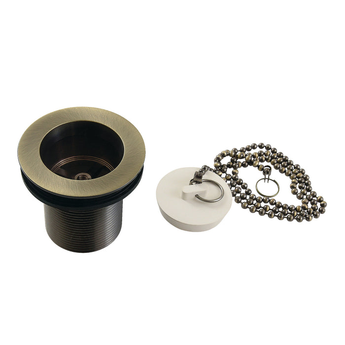 Kingston Heirloom DSP20AB - Made To Match 1-1/2-Inch Chain and Stopper Tub Drain with 2-Inch Body Thread, Antique Brass