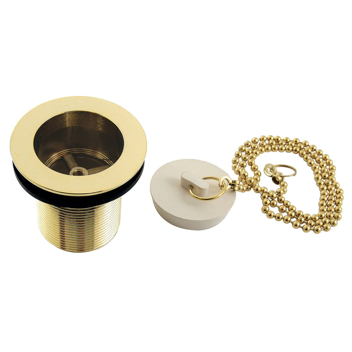 Kingston Heirloom DSP20PB - Made To Match 1-1/2-Inch Chain and Stopper Tub Drain with 2-Inch Body Thread, Polished Brass