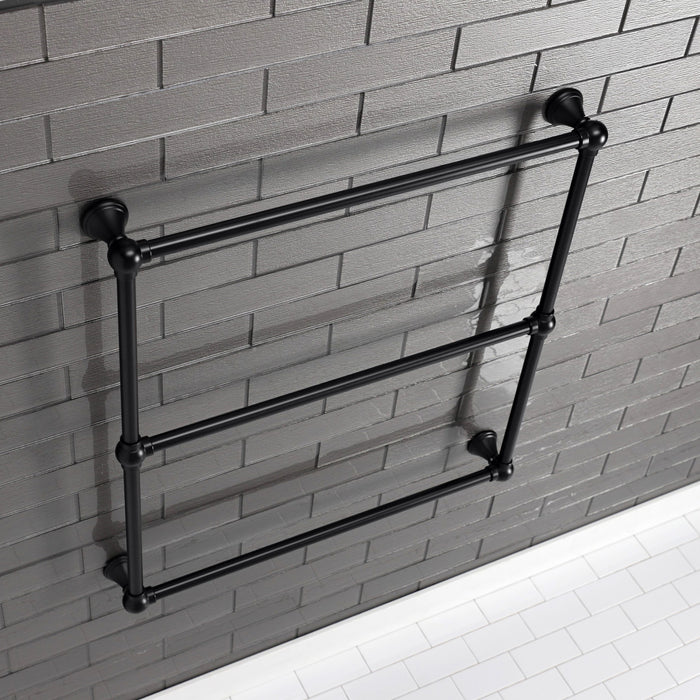 Kingston Tulare DTC323019MB - Maximilien 30-Inch x 32-Inch Brass Wall Mount 3-Tier Towel Rack, Matte Black