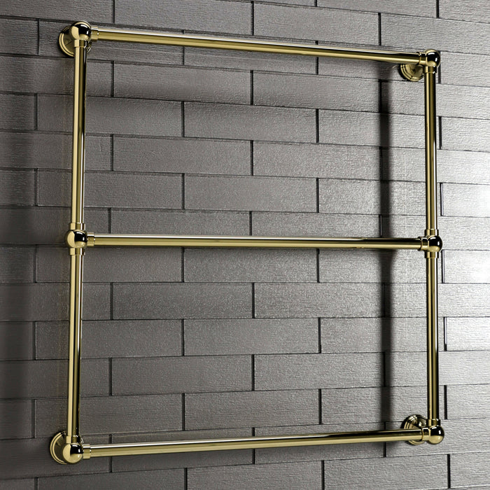 Kingston Tulare DTC323019PB - Maximilien 30-Inch x 32-Inch Brass Wall Mount 3-Tier Towel Rack, Polished Brass
