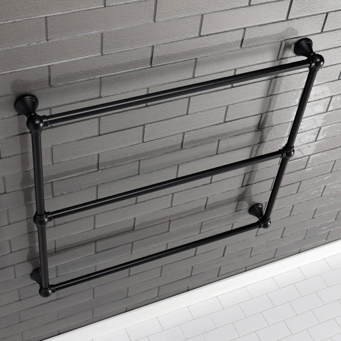 Kingston Tulare DTC323619MB - Maximilien 36-Inch x 32-Inch Brass Wall Mount 3-Tier Towel Rack, Matte Black