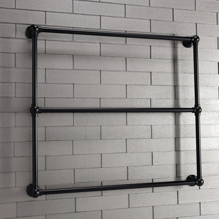 Kingston Tulare DTC323619MB - Maximilien 36-Inch x 32-Inch Brass Wall Mount 3-Tier Towel Rack, Matte Black