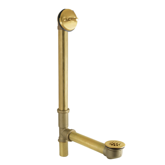 Made To Match DTL1167 21-Inch Brass Trip Lever Tub Waste and Overflow with Grid Strainer, Brushed Brass