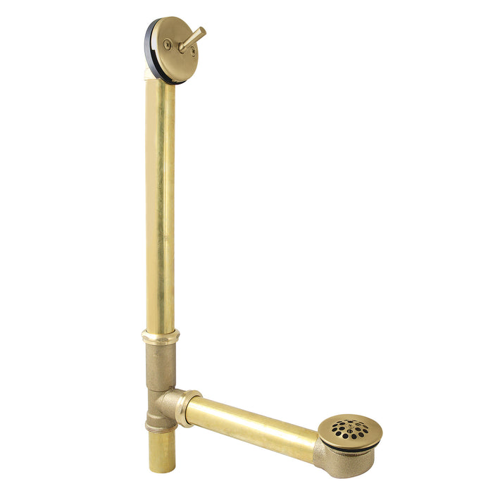 Kingston Tulare DTL1187 - Made To Match 23-Inch Brass Trip Lever Tub Waste and Overflow with Grid Strainer, Brushed Brass