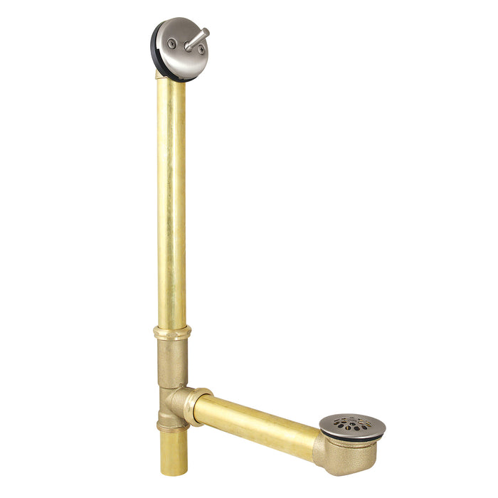 Kingston Tulare DTL1188 - Made To Match 23-Inch Brass Trip Lever Tub Waste and Overflow with Grid Strainer, Brushed Nickel