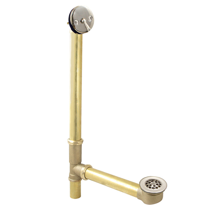 Kingston Tulare DTL1206 - Made To Match 25-Inch Brass Trip Lever Tub Waste and Overflow with Grid Strainer, Polished Nickel
