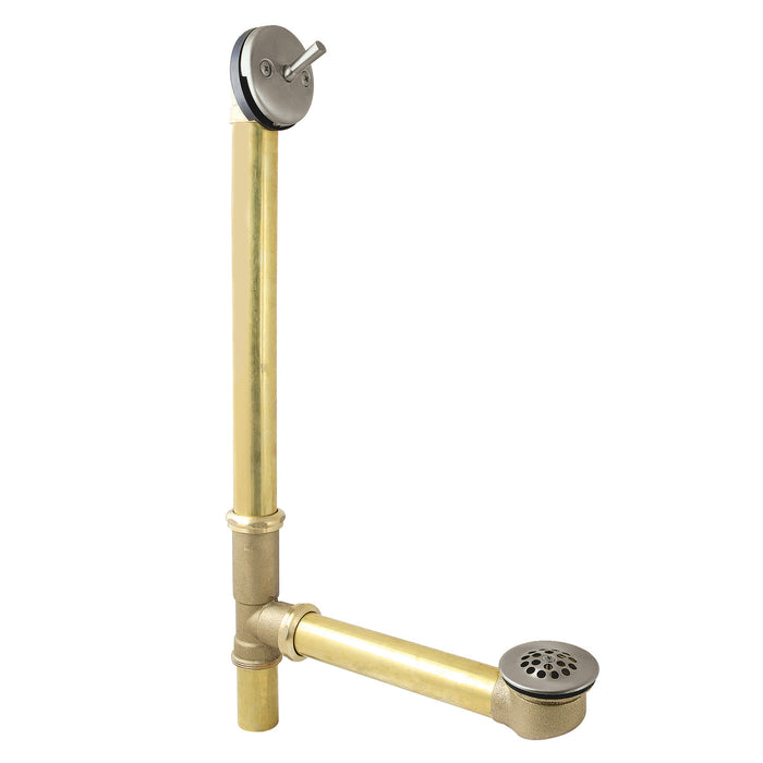 Kingston Tulare DTL1208 - Made To Match 25-Inch Brass Trip Lever Tub Waste and Overflow with Grid Strainer, Brushed Nickel