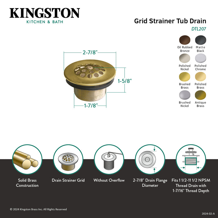 Kingston Tulare DTL205 - Made To Match Brass Tub Strainer Drain, Oil Rubbed Bronze