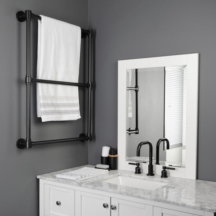 Kingston Sona DTM322430 - Gallant 24-Inch x 32-Inch Brass Wall Mount 3-Tier Towel Rack, Matte Black