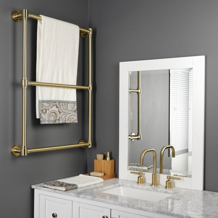 Kingston Sona DTM322437 - Gallant 24-Inch x 32-Inch Brass Wall Mount 3-Tier Towel Rack, Brushed Brass