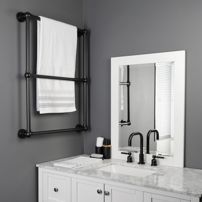 Kingston Sona DTM32243MB - Palatine 24-Inch x 32-Inch Brass Wall Mount 3-Tier Towel Rack, Matte Black