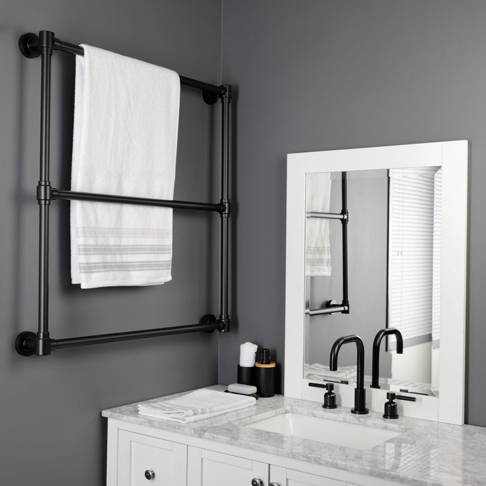 Kingston Sona DTM323030 - Gallant 30-Inch x 32-Inch Brass Wall Mount 3-Tier Towel Rack, Matte Black