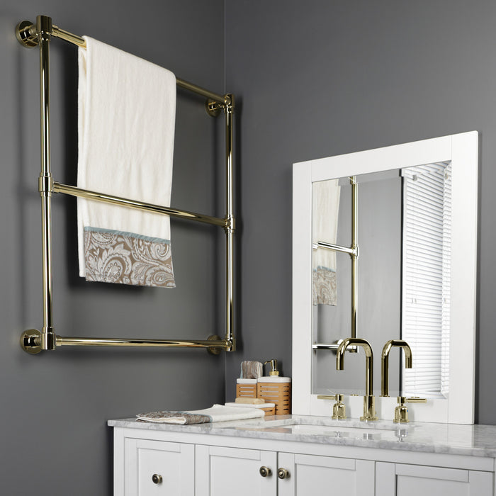 Kingston Sona DTM323032 - Gallant 30-Inch x 32-Inch Brass Wall Mount 3-Tier Towel Rack, Polished Brass