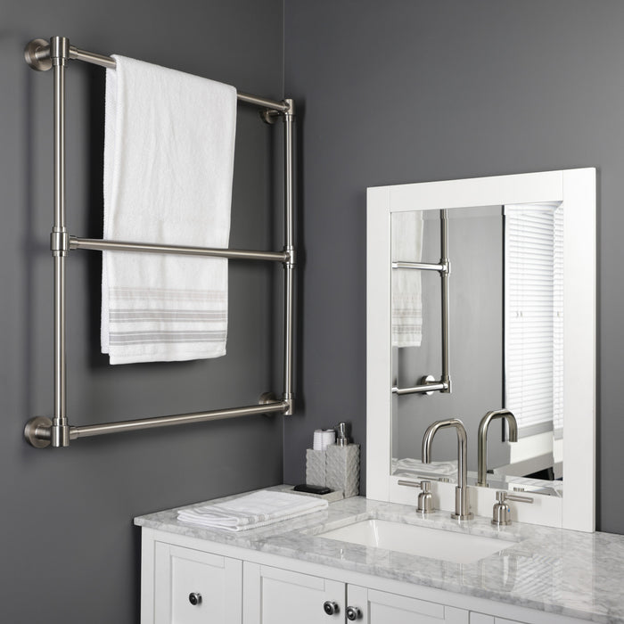 Kingston Sona DTM323038 - Gallant 30-Inch x 32-Inch Brass Wall Mount 3-Tier Towel Rack, Brushed Nickel