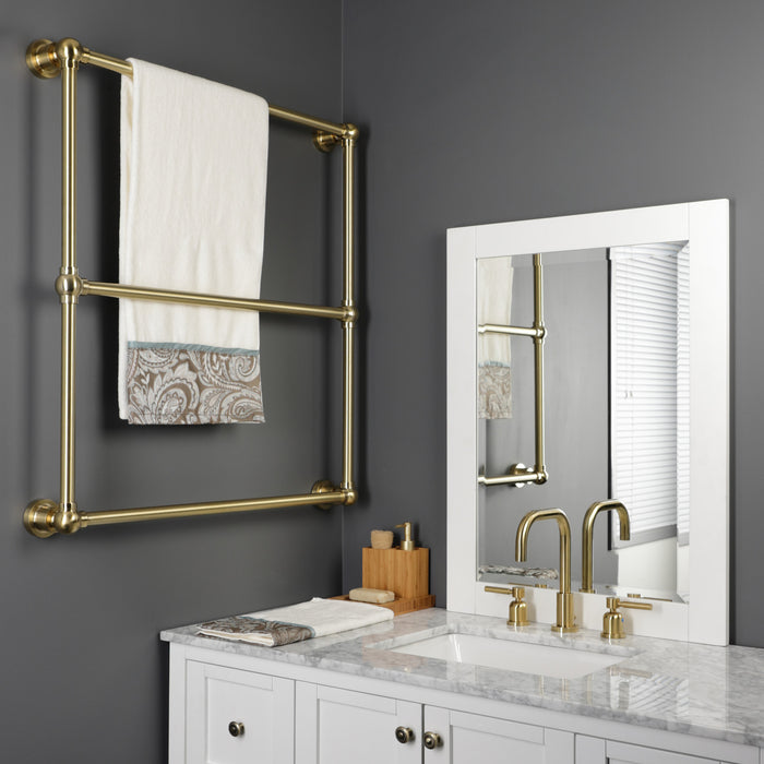 Kingston Sona DTM32303BB - Palatine 30-Inch x 32-Inch Brass Wall Mount 3-Tier Towel Rack, Brushed Brass
