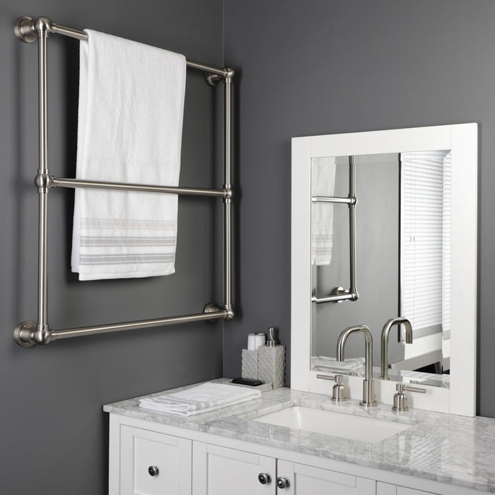 Kingston Sona DTM32303BN - Palatine 30-Inch x 32-Inch Brass Wall Mount 3-Tier Towel Rack, Brushed Nickel