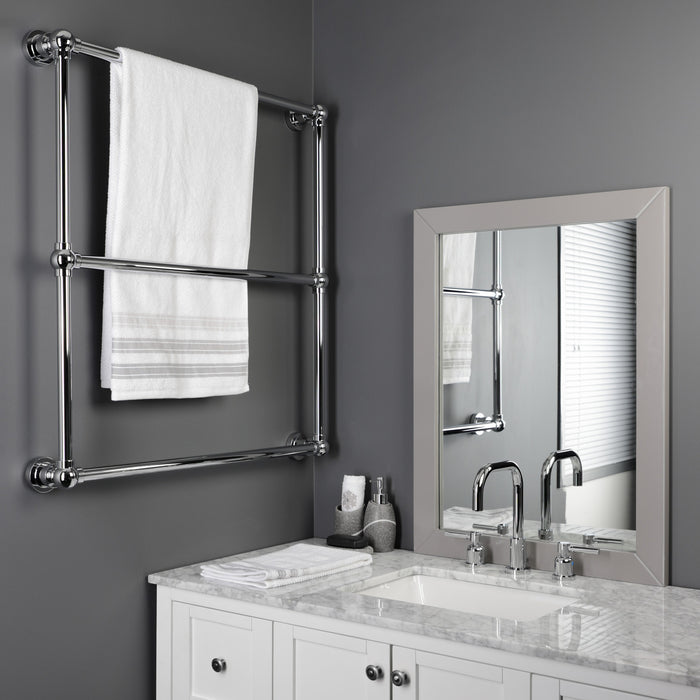 Kingston Sona DTM32303CP - Palatine 30-Inch x 32-Inch Brass Wall Mount 3-Tier Towel Rack, Polished Chrome
