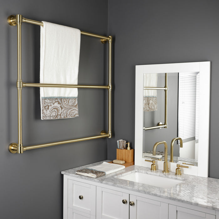 Kingston Sona DTM323637 - Gallant 36-Inch x 32-Inch Brass Wall Mount 3-Tier Towel Rack, Brushed Brass