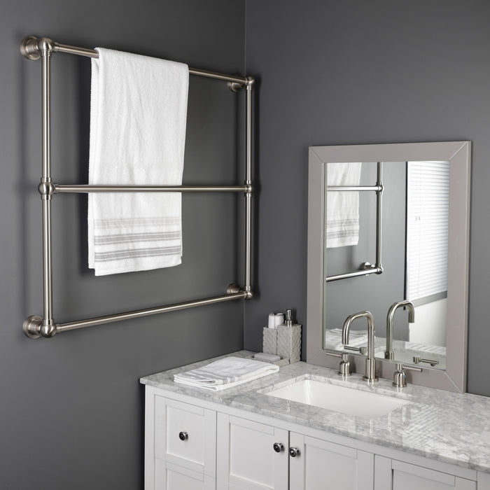 Kingston Sona DTM32363BN - Palatine 36-Inch x 32-Inch Brass Wall Mount 3-Tier Towel Rack, Brushed Nickel