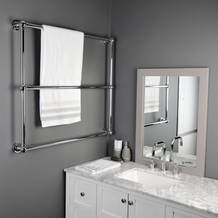 Kingston Sona DTM32363CP - Palatine 36-Inch x 32-Inch Brass Wall Mount 3-Tier Towel Rack, Polished Chrome