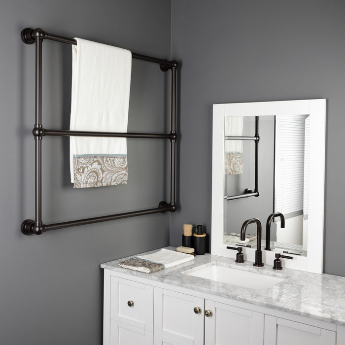 Kingston Sona DTM32363ORB - Palatine 36-Inch x 32-Inch Brass Wall Mount 3-Tier Towel Rack, Oil Rubbed Bronze
