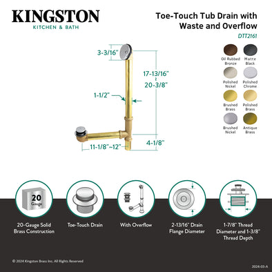 Kingston Brass Made To Match DTT2161 21-Inch Brass Toe Touch Tub
