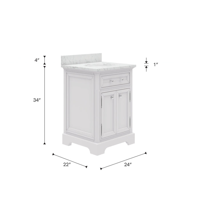 Kingston Derby DE24CW01PW - 24 in. x 22 in. Bathroom Vanity Marble Top and White Basin, White