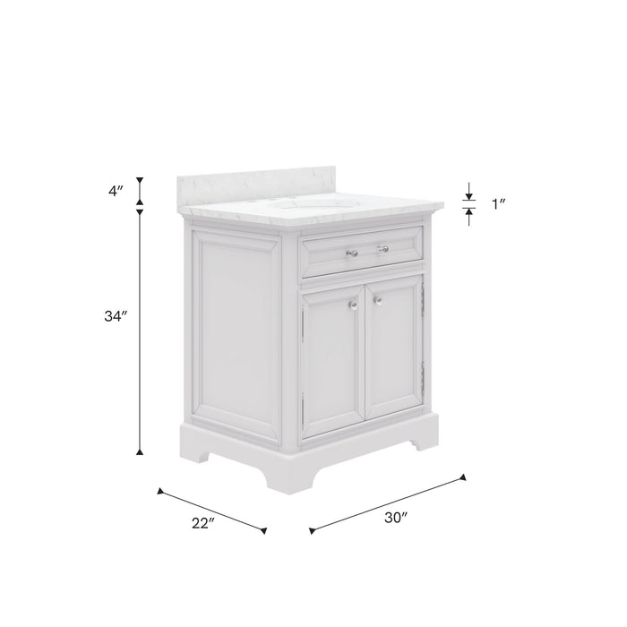 Kingston Derby DE30CW01PW - 30 in. x 22 in. Bathroom Vanity Marble Top and White Basin, White