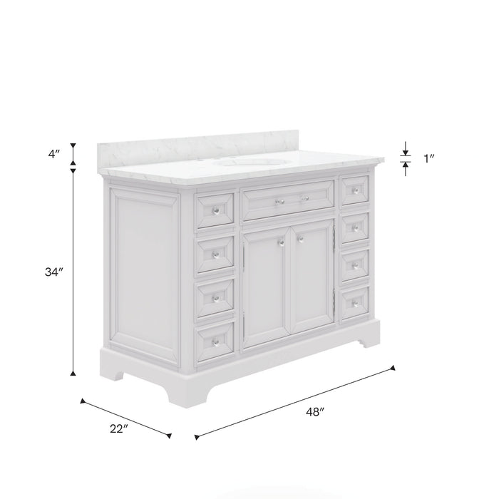 Kingston Derby DE48CW01PW - 48 in. x 22 in. Bathroom Vanity Marble Top and White Basin, White