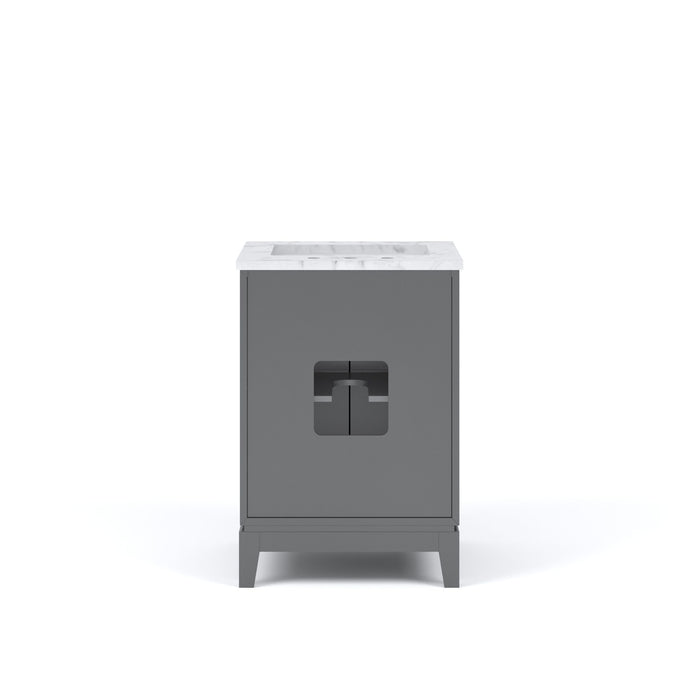 Kingston Elizabeth EL24CW03CG - 24 in. x 22 in. Bathroom Vanity Carrara White Marble Top, Cashmere Grey