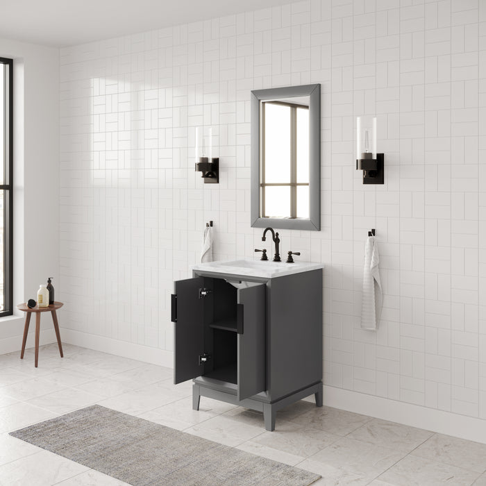 Kingston Elizabeth EL24CW03CG - 24 in. x 22 in. Bathroom Vanity Carrara White Marble Top, Cashmere Grey