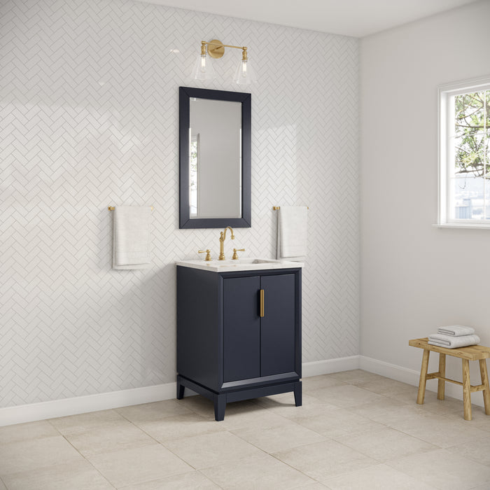 Kingston Elizabeth EL24CW06MB - 24 in. x 22 in. Bathroom Vanity Carrara White Marble Top, Monarch Blue
