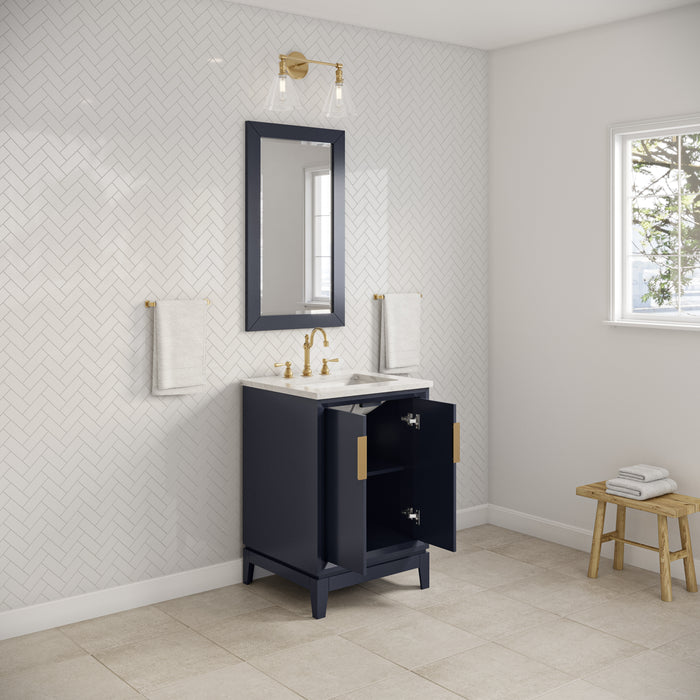 Kingston Elizabeth EL24CW06MB - 24 in. x 22 in. Bathroom Vanity Carrara White Marble Top, Monarch Blue
