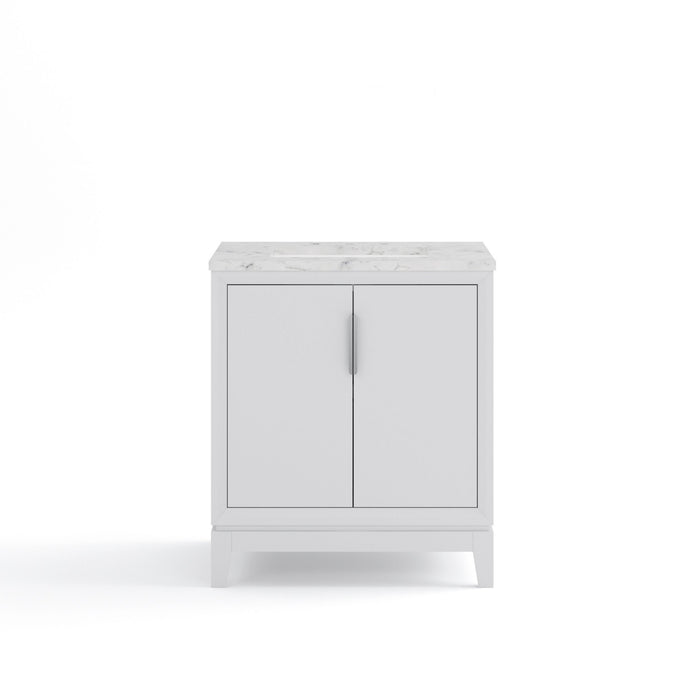 Kingston Elizabeth EL30CW01PW - 30 in. x 22 in. Bathroom Vanity Carrara White Marble Top, Pure White