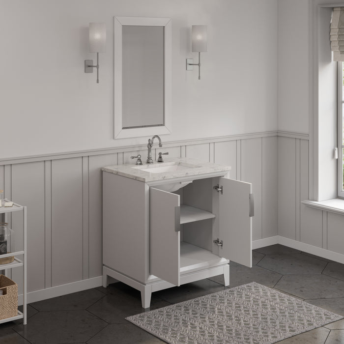 Kingston Elizabeth EL30CW01PW - 30 in. x 22 in. Bathroom Vanity Carrara White Marble Top, Pure White