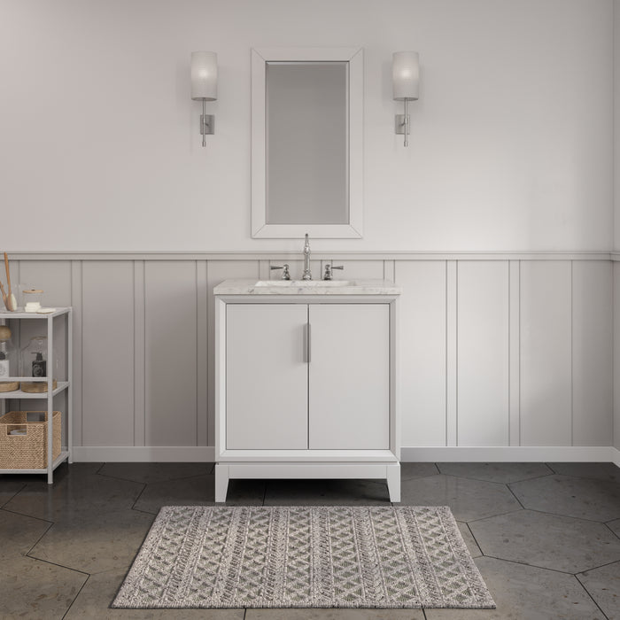 Kingston Elizabeth EL30CW01PW - 30 in. x 22 in. Bathroom Vanity Carrara White Marble Top, Pure White