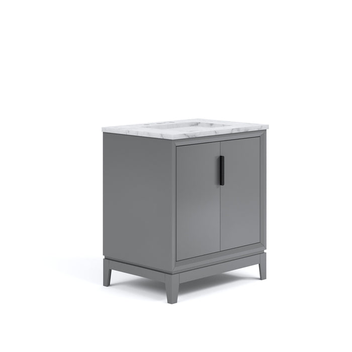 Kingston Elizabeth EL30CW03CG - 30 in. x 22 in. Bathroom Vanity Carrara White Marble Top, Cashmere Grey