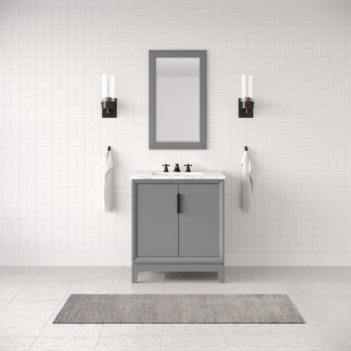 Kingston Elizabeth EL30CW03CG - 30 in. x 22 in. Bathroom Vanity Carrara White Marble Top, Cashmere Grey
