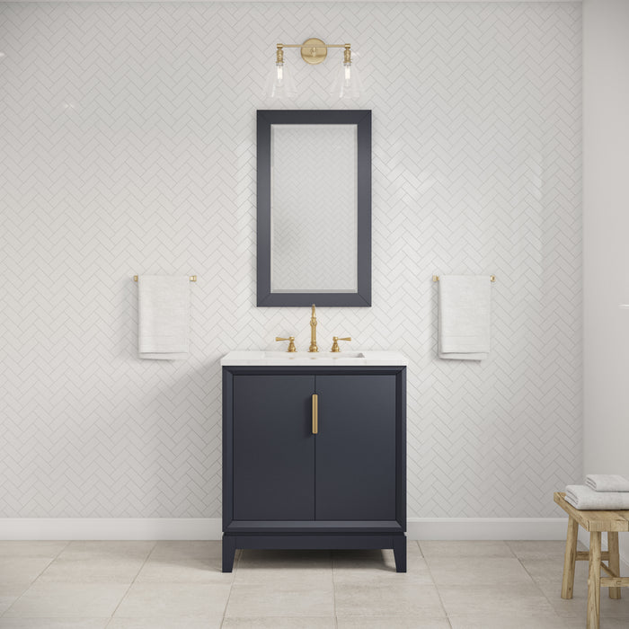 Kingston Elizabeth EL30CW06MB - 30 in. x 22 in. Bathroom Vanity Carrara White Marble Top and White Ceramic Basin, Monarch Blue