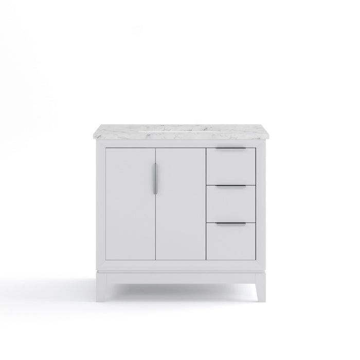Kingston Elizabeth EL36CW01PW - 36 in. x 22 in. Bathroom Vanity Carrara White Marble Top, Pure White