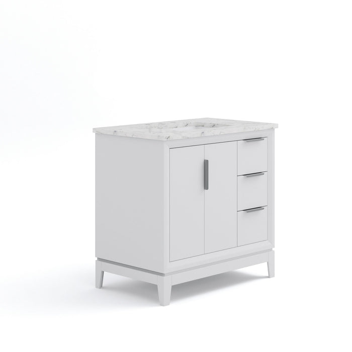 Kingston Elizabeth EL36CW01PW - 36 in. x 22 in. Bathroom Vanity Carrara White Marble Top, Pure White