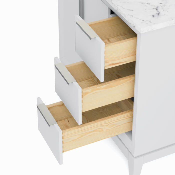 Kingston Elizabeth EL36CW01PW - 36 in. x 22 in. Bathroom Vanity Carrara White Marble Top, Pure White