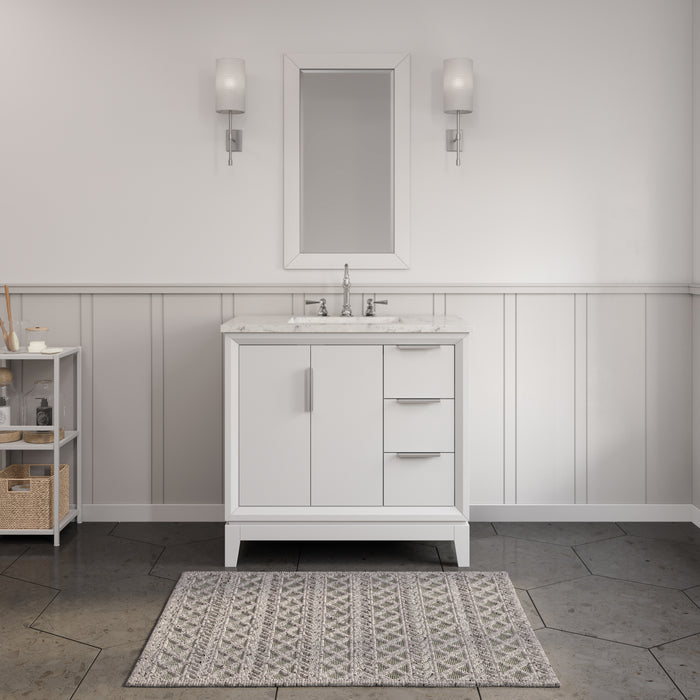 Kingston Elizabeth EL36CW01PW - 36 in. x 22 in. Bathroom Vanity Carrara White Marble Top, Pure White