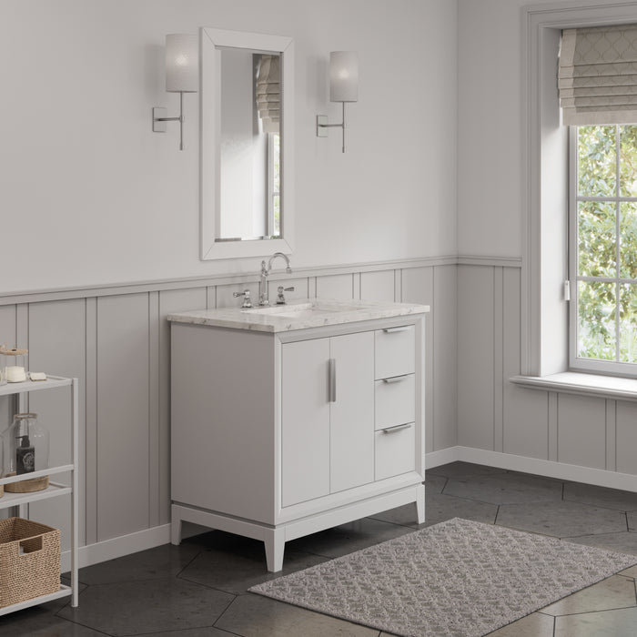 Kingston Elizabeth EL36CW01PW - 36 in. x 22 in. Bathroom Vanity Carrara White Marble Top, Pure White